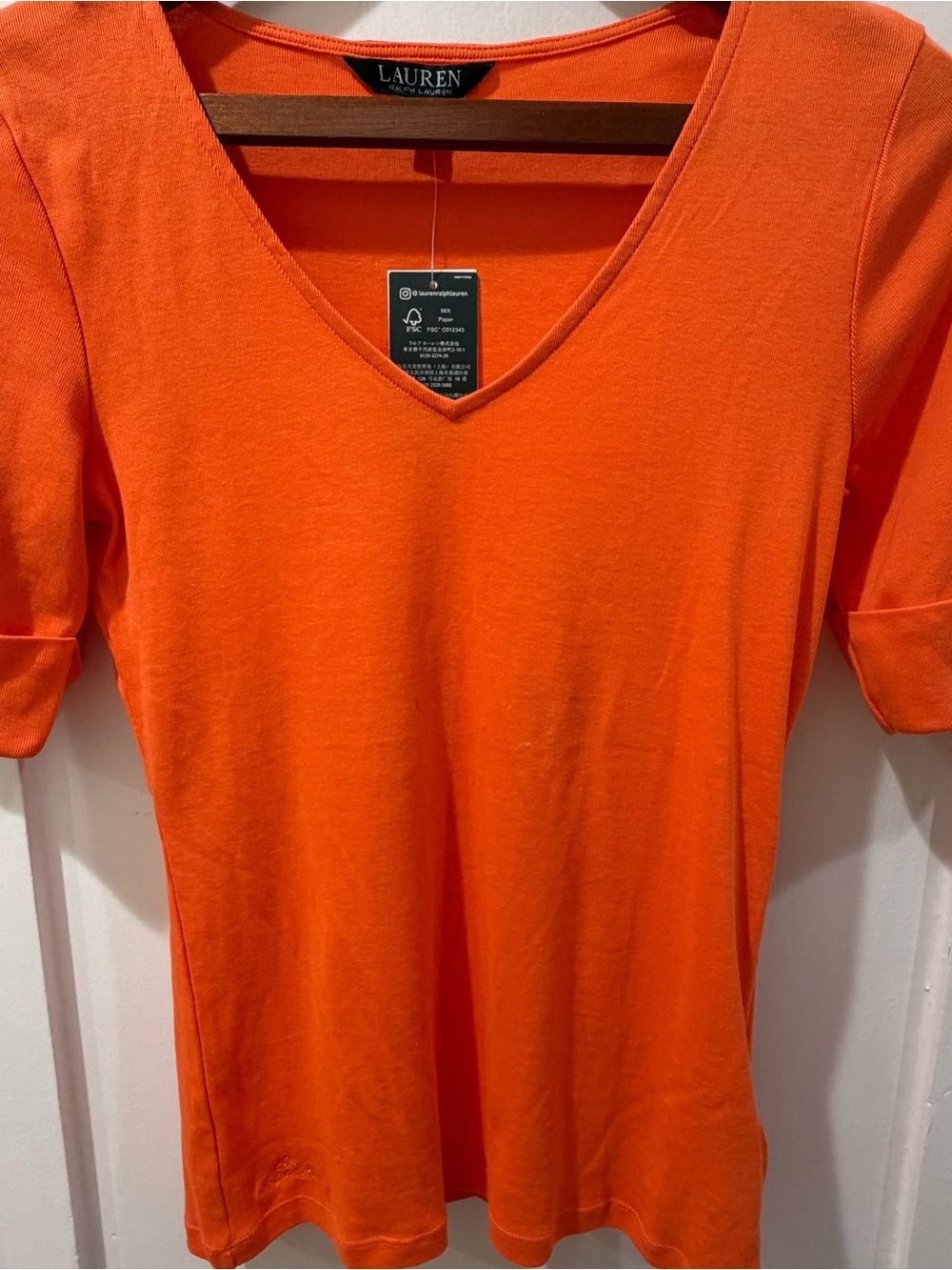 Ralph Lauren Orange V-Neck Short Sleeve Tee